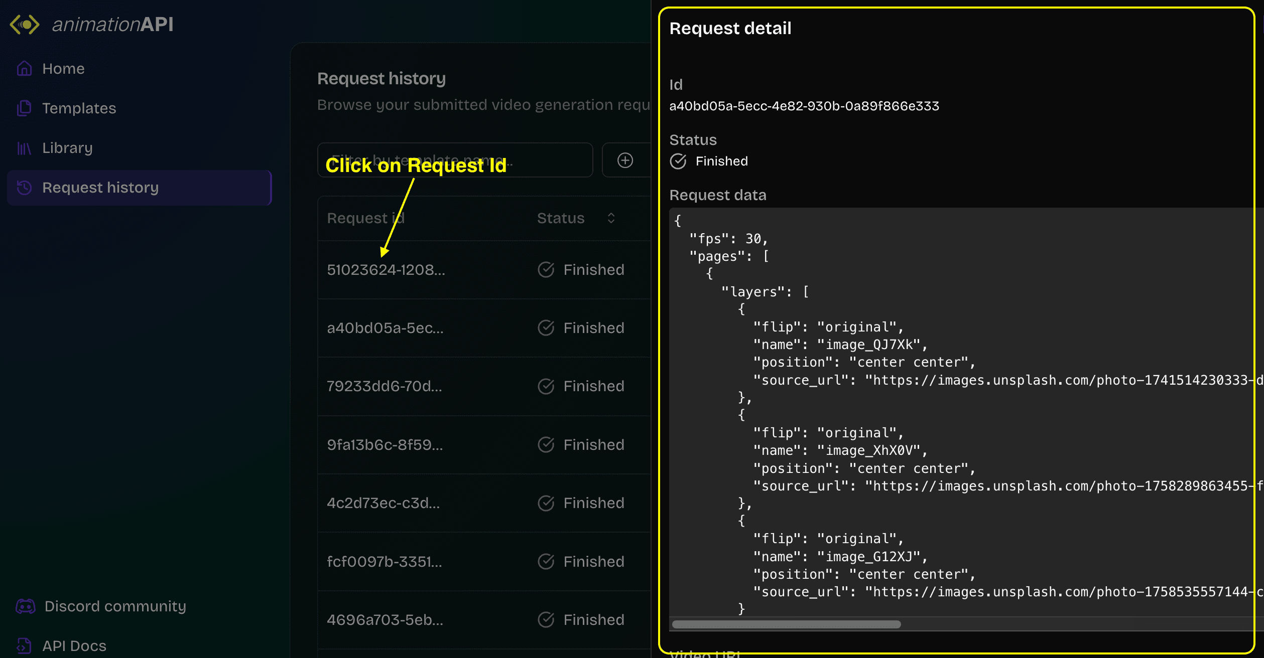 request history detail